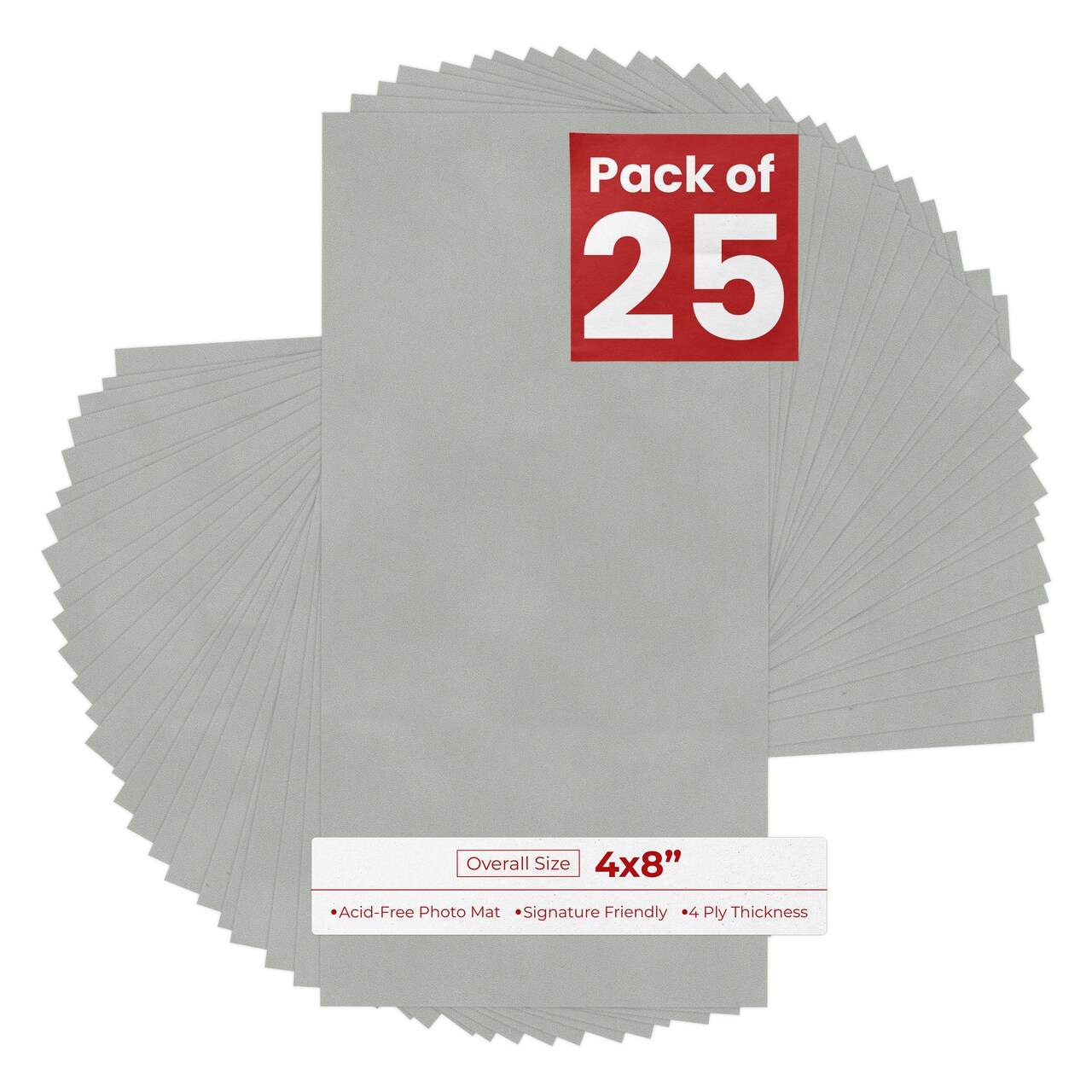 Light Grey Suede 4x8 Inch Uncut Mat Board - Blank Sheets, No Opening